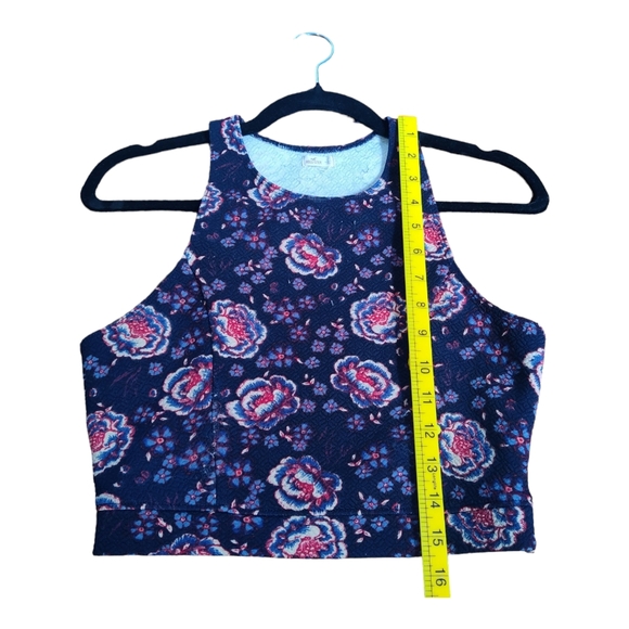 Hollister Purple Floral Print Quilted Sleeveless Crop Tank Top‎ Size Small - Picture 8 of 9